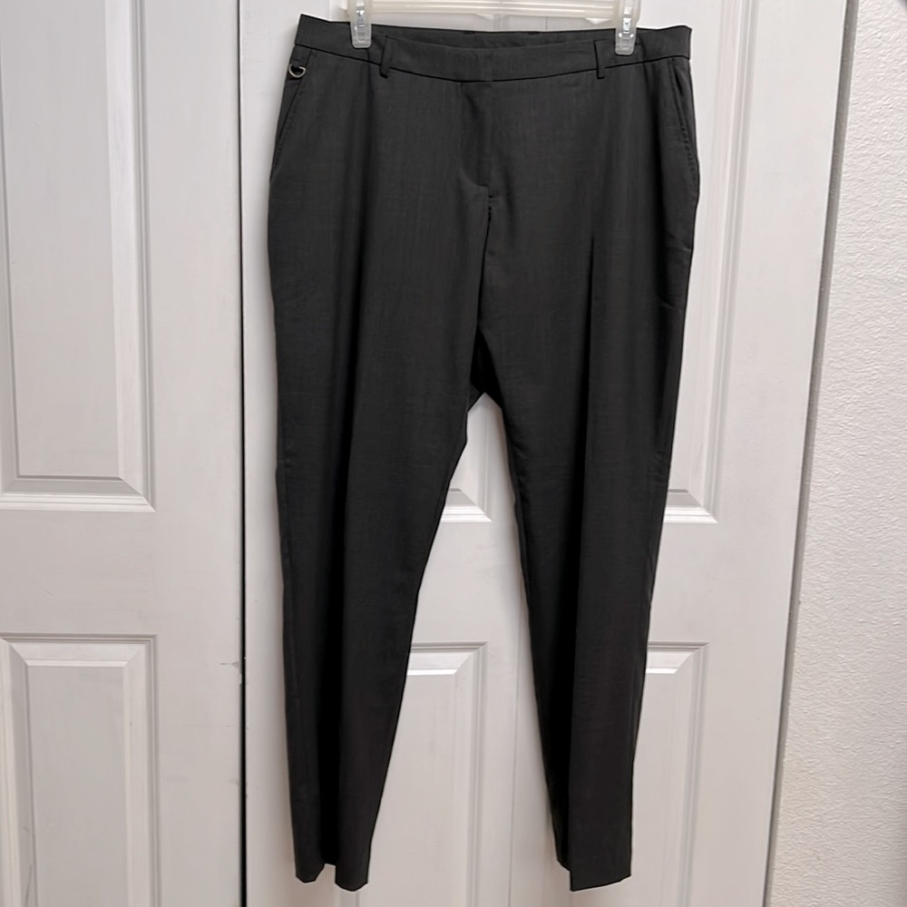 Timeless Elements Dark Gray High Rise Wool Stretch Trousers Dress Pants Size 16W